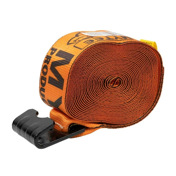 Winch Straps 4" x 30' - High Abrasion Orange Heavy Duty Tie Down w/Flat Hook Extreme WLL# 6670 lbs | 4 Inch Cargo Control for Flatbed Truck Utility Trailer (10 Pack)