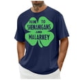 thumbnail image 4 of BLTIBY 2025 St. Patrick's Day Shirt for Men Irish Shamrock Printed Vintage Short Sleeve Round Neck Shirts Casual Loose Fit Tops Navy L, 4 of 5