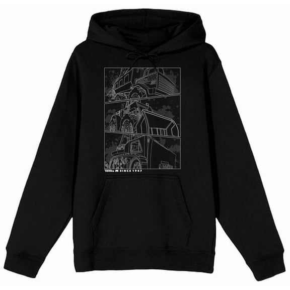 Tonka Construction Trucks Adult Black Long Sleeve Hooded Sweatshirt-Medium