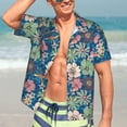 thumbnail image 7 of Gaeub Colorful Flowers Print Men's Hawaiian Shirt,Button Down Short Sleeves Shirts,Tropical Beach Casual Button Down Shirts,Large, 7 of 7