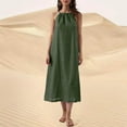 thumbnail image 3 of STETMN Women's Halter Linen Dress Summer Sleeveless Long Dresses Beachwear Maxi Sundress, 3 of 7