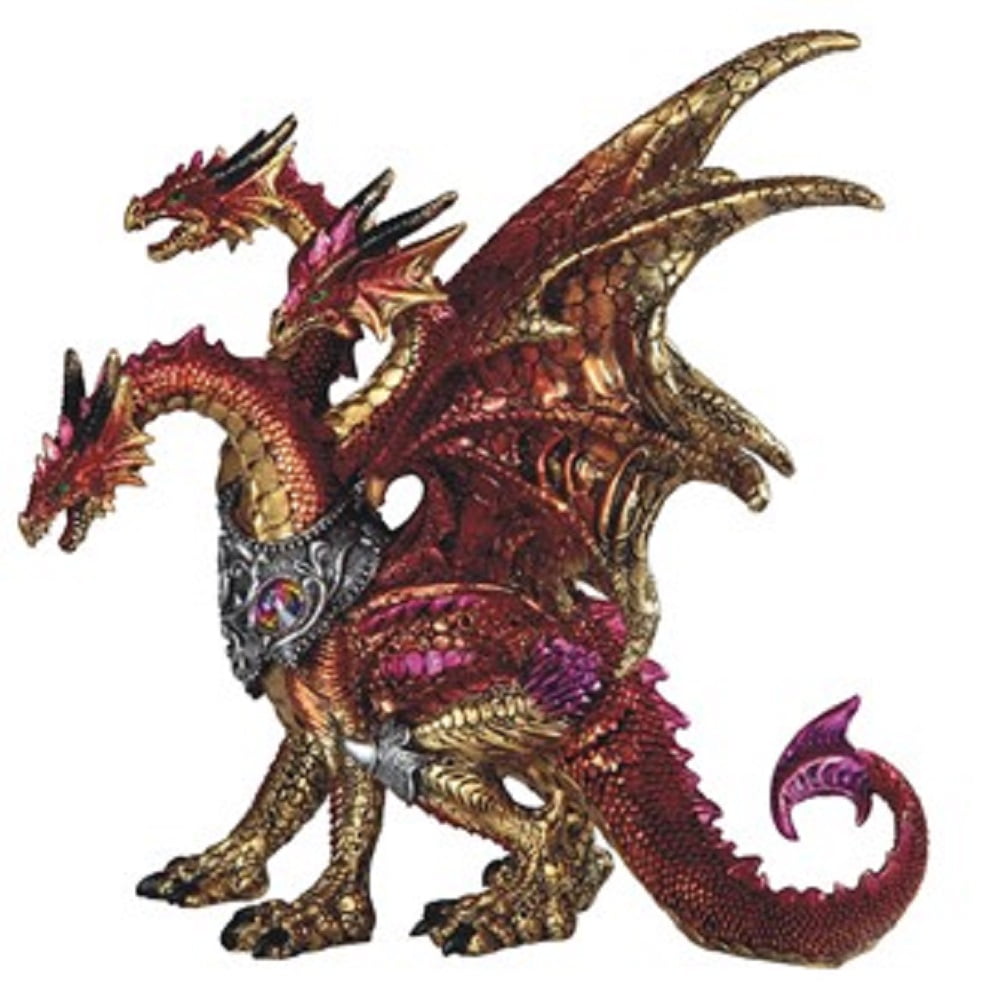 3 Headed Red Dragon Figurine 10 Inches Wide Walmart Com