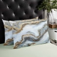 thumbnail image 4 of Modern White Gold Throw Pillow Cover 12 x 20 Inch Decorative Pillow Cover Abstract Geometric Marble Printed Lumbar Pillowcase Seasonal Rectangle Cushion Case for Couch Sofa Bed Living Room, 4 of 7