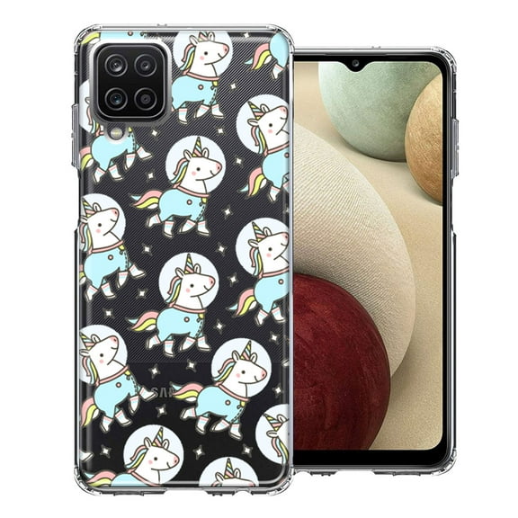 MUNDAZE For Samsung Galaxy A12 Space Unicorns Design Double Layer Phone Case Cover