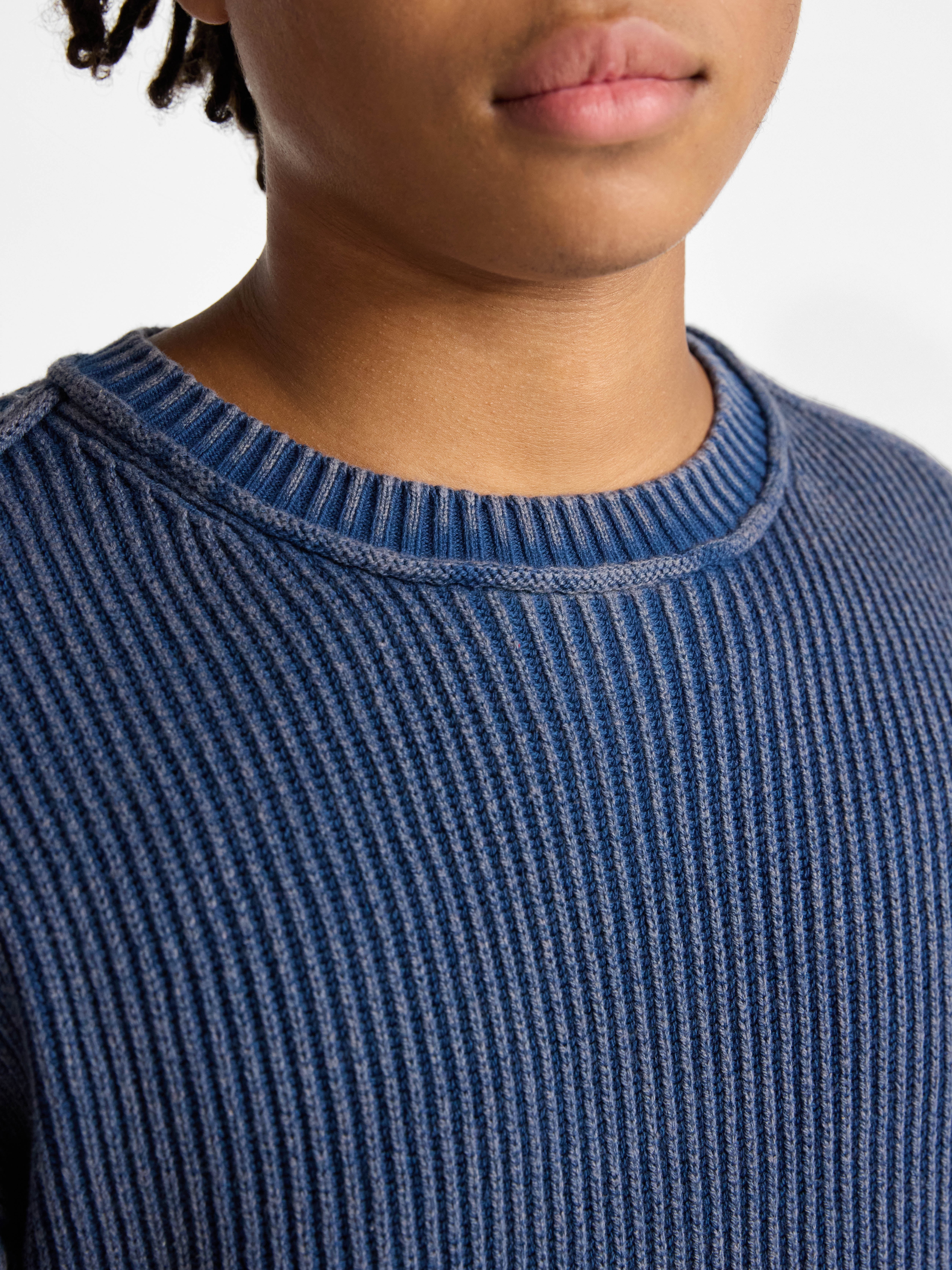 No Boundaries Ribbed Crewneck Sweater with Long Sleeves, Men's XS-3XL