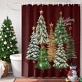 thumbnail image 4 of Shower Curtains for Bathroom-36"x72",Merry Christmas Trees Stars Waterproof Bath Curtain Grommet Shower Curtain Set with Hooks,, 4 of 9