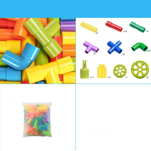 IMENGL Learning Toy Pipes & Spouts & Joints 300 Build Tank Scootie Moter Skills Designs Educational Building Set For Kid Ages 3+ Multicolor Airplane Activities for Kids Ages 4-8,Baby Stacking Rings,