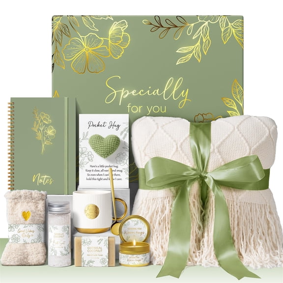 Gift Baskets for Women, 10 Pcs Get Well Soon Gift Basket, Self Care Gifts Sympathy Inspirational Care Package Spa Set, Luxury Birthday Mothers Day Gifts for Mom, Her, Beige