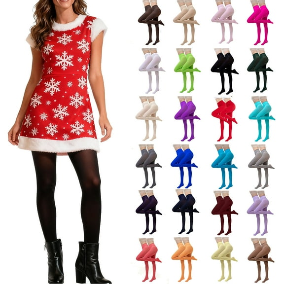 BiZtdJrK 2 Pair Tights for Women High Waisted Compression Pantyhose Solid Color Tight Stockings Halloween Costumes, Coffee, L