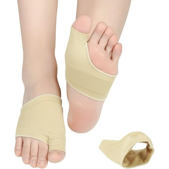 Pads Sleeve With Lengthened Soft Gel Forefoot Pads DYKOOK Foot Cushion Sock Bunion Forefoot Support Relieve Foot Joints/Bunion Pain,Remove Peeling,Corns,Blister,Calluses 2Pack (Beige & S)