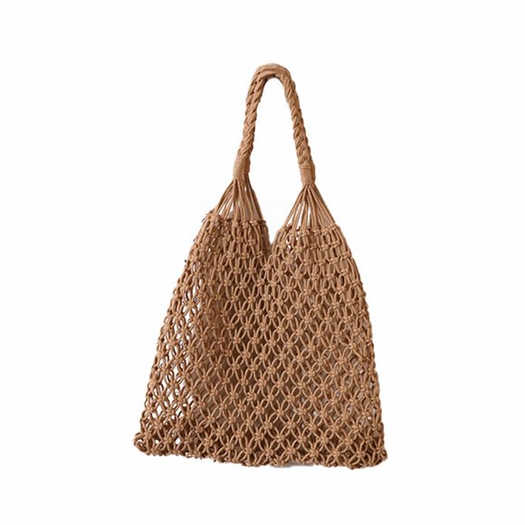 Specialoffer！Hollow Cut Crochet Bag Hand Woven Bag Beach Bag Women's Bag Single Shoulder Hand Leisure Hollow Out Travel Holiday Bag Storage Bags Gallon Size