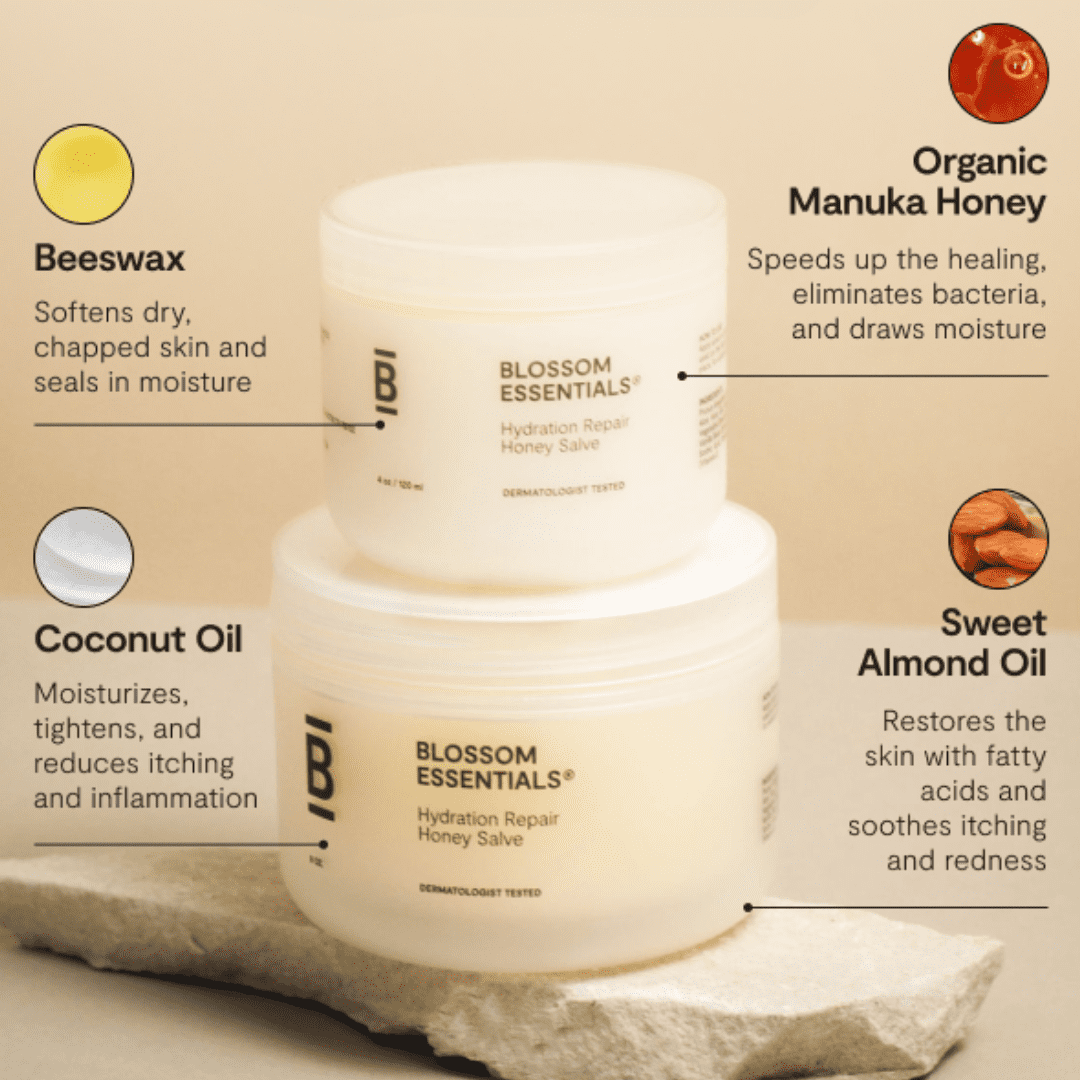 Blossom Essentials Hydration Repair Honey Salve Moisturizer and Facial Lotion, 4 oz