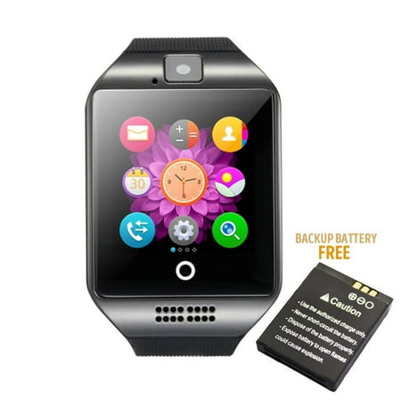 Gsm Phone Watch Bluetooth Smart Watch Phone Mobile Phone Unlocked Universal GSM Bluetooth 4.0 NFC Music Player Camera Calendar Stopwatch Sync for Android iPhone Google Huawei Smartphones Plus Backup Battery ()