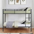 thumbnail image 4 of Kadyn Bed Frame, Platform Bed Frame,Metal Bunk Bed Twin Over Twin, Low Profile Bunk Bed Frame withBuilt-in Ladder, High Guardrail and Metal Slats, Black, 4 of 12
