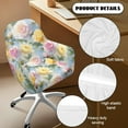 thumbnail image 5 of Xixirimido Colorful Bright Rose Floral Pattern Swivel Office Arm Chair Covers Stretch Soft Desk Chair Slipcovers, Curved Back Leisure Armrest Chair Protector Accent Dining Chair Cover, 5 of 7