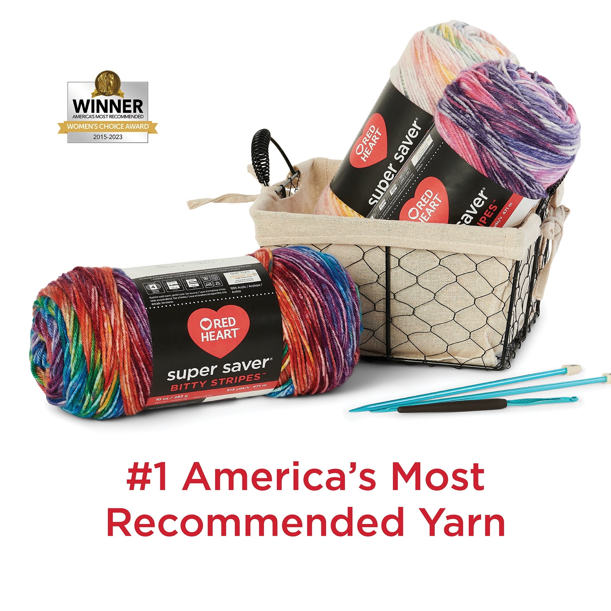 Red Heart® Super Saver® Bitty Stripes™ Yarn, Acrylic #4 Medium, 10oz/283g