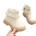 thumbnail image 5 of Girls Sweet Princess Pearl Bow Tulle Ruffle Ankle Boots Cozy Inner Side Zipper Chunky Lug Sole Slip Resistant Non Slip Children Spring Walking Footwear, 5 of 8