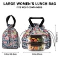 thumbnail image 5 of Pioneer Flower Floral Print Pattern Drawstring Lunch Bag Women - Drawstring Lunch Bag Insulated for Work Office - Stain-Resistant Large Lunchbags for Women with Multi-Pockets, 5 of 6