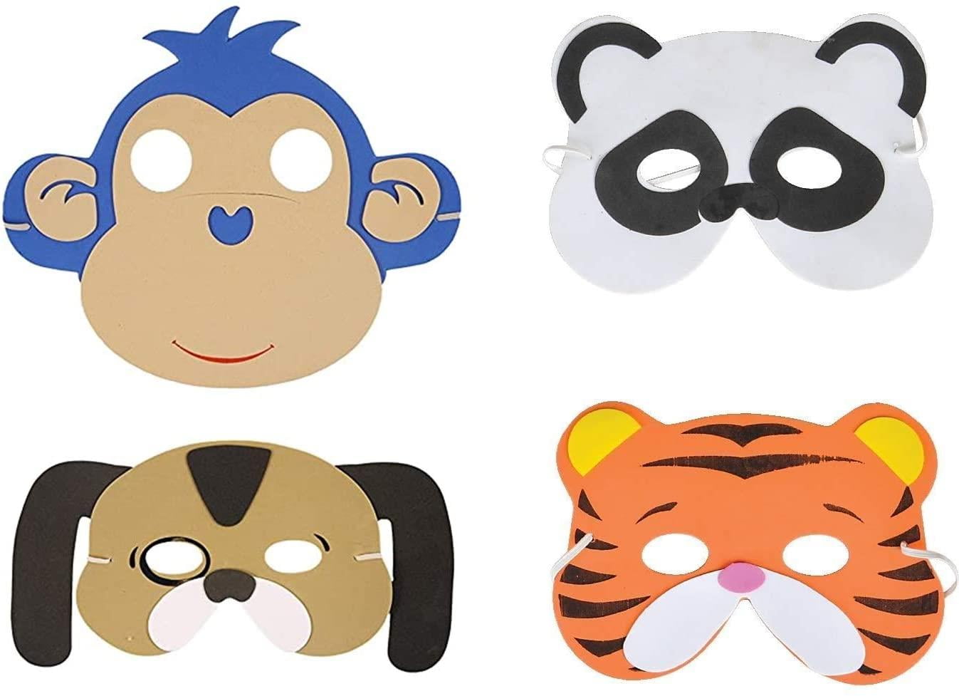 12pcs Kids Foam Animal Masks Dressing Up Party Bag Fillers Jungle Partys Toys SK 