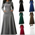 thumbnail image 3 of SHEOWO Women Long Dress Solid Splicing Pockets Dress Evening Cocktail Party Long Skirts, 3 of 5
