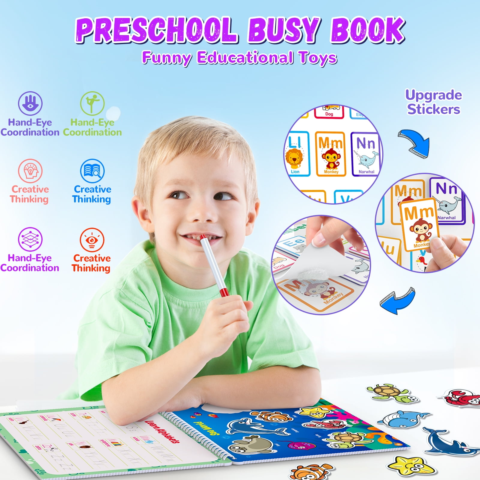 Busy Book for Toddlers 1-3, Montessori Preschool Learning Activities Busy Board, Educational Sensory Travel Toys, Gifts for Kids Girls Boys Ages 2-4