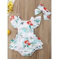 thumbnail image 3 of ZINTAOZT Infant Baby Girls Summer Mermaid Romper with Hair Band Set, Sleeveless Ruffle Back Straps Jumpsuit Outfit 0-24M, 3 of 8