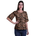 thumbnail image 2 of Moomaya Printed Round Neck Top For Women Elbow Sleeve Blouse Tunic Formal Wear, 2 of 6