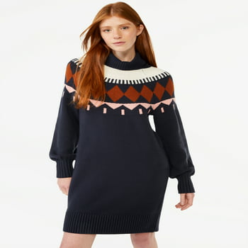 Free Assembly Women's Fair Isle Sweater Mini Dress