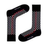 Love Sock Company Men's Funky Cool Polka Dots Dress Socks Red Line Black  (M)