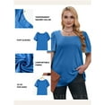 thumbnail image 5 of SHEWIN Women Tshirts Plus Size Tops for Women Summer Puff Sleeve T-Shirts Oversized Summer Blouse Tops Blue 5X, 5 of 9