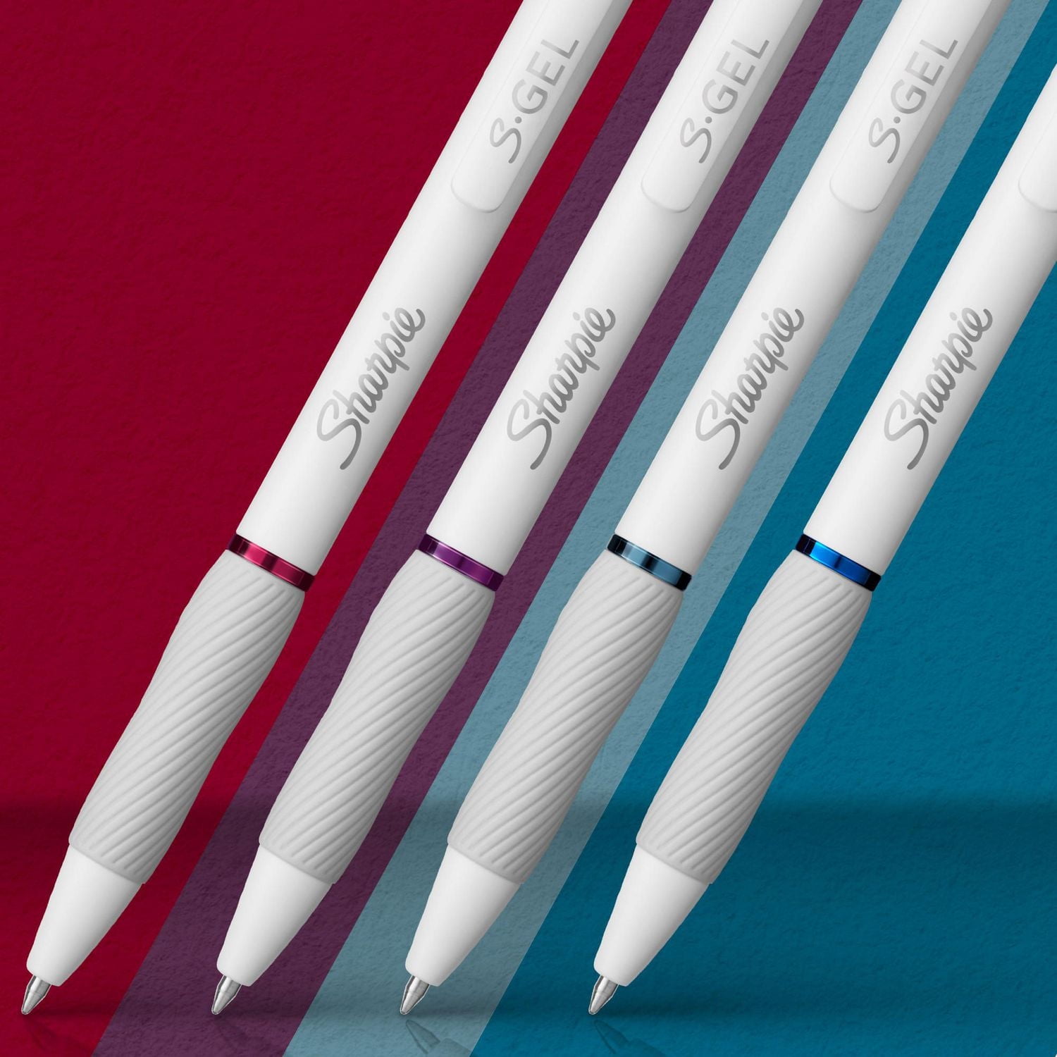 Sharpie S-Gel Pens, Fashion Barrel Gel Pens, Pearl White Body, Medium (0.7mm) Point,  Bold Jewel Colour Assortment, 4 Count, S-Gel