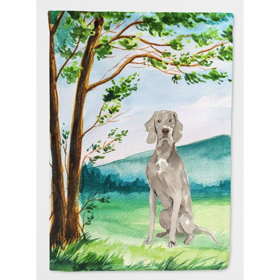 Carolines Treasures CK2553CHF Under the Tree Weimaraner Flag Canvas House Size  Large multicolor