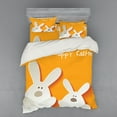 thumbnail image 2 of Ambesonne Easter Bedding Set 3 Pcs, Happy Easter Bunnies, Twin, Orange Coconut Brown, 2 of 3