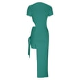 thumbnail image 4 of Sakmal Dresses for Women Elegant Sexy Solid Bodycon Opening Green Short Sleeve Comfort Fit Long Sheath Dress, 4 of 5