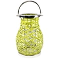 thumbnail image 3 of Northlight Woven Iron Pillar Candle Lantern with Glass Hurricane - 13.5" - Green, 3 of 8