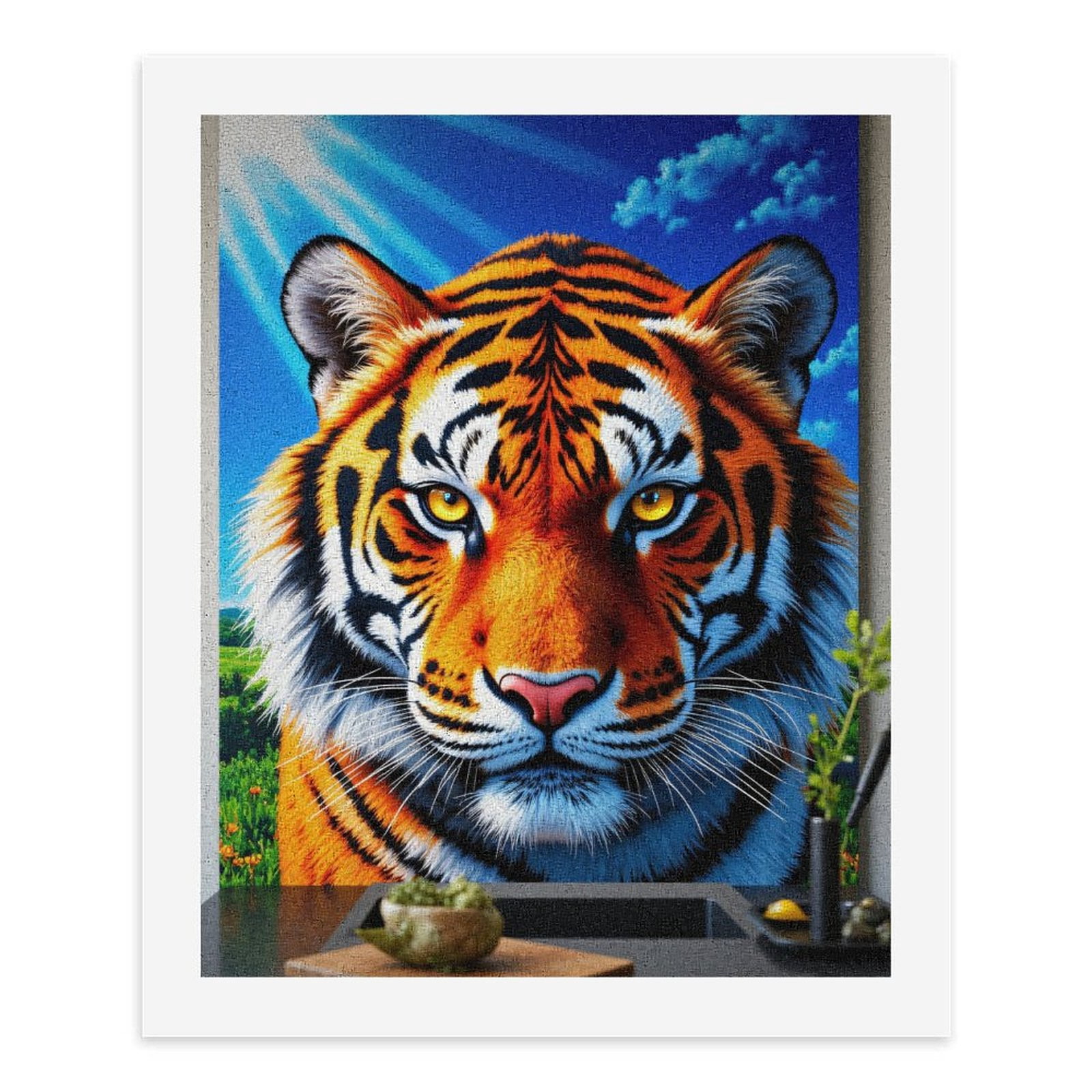 Paint By Numbers Kit for Adults Beginner - Tiger Portrait Bright Day Art DIY Canvas Painting Kits for Adults, Frameless Paint By Number for Adults for Home Wall Decor 16x20 Inch