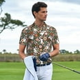 thumbnail image 2 of Kdxio Rabbits on Floral Print Men's Short Sleeve Polo Shirt,Midweight Men's Shirt, 2 of 6