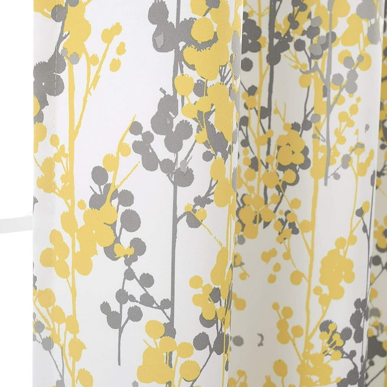 DriftAway Leah Abstract Floral Blossom Ink Painting Room Darkening Thermal  Insulated Grommet Unlined Window Curtains 2 Panels Each Size 52 Inch by 36 