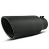 Exhaust Tip 4 Inch Inlet x 6 Inch Outlet x 15 Inch Long Black Stainless Steel Rolled Edge Tailpipe