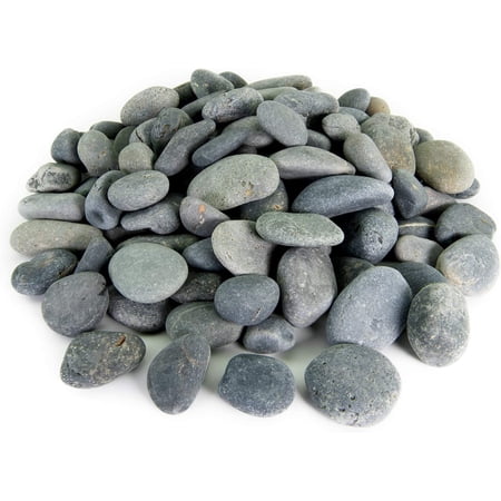 Mexican Beach Pebbles | 20 Pounds of Smooth Unpolished Stones | Hand-Picked, Premium Pebbles for Garden and Landscape Design | Black, 1 Inch - 2 Inch