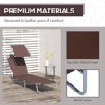 thumbnail image 4 of Brown Adjustable Outdoor Lounge Chair with Sun Shade - Patio Chaise Lounge for Beach, Garden & Camping - Metal Frame & Oxford Cloth - 73.5" x 22.8", 4 of 7