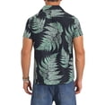 thumbnail image 3 of INSPIRE CHIC Men's Short Sleeve Button Down Camp Collar Leaf Print Hawaiian Shirts S Black Green, 3 of 5