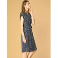 thumbnail image 2 of Unique Bargains Women's V Neck Floral Ruffle Trim Cuff  Wrap Midi Dress, 2 of 6