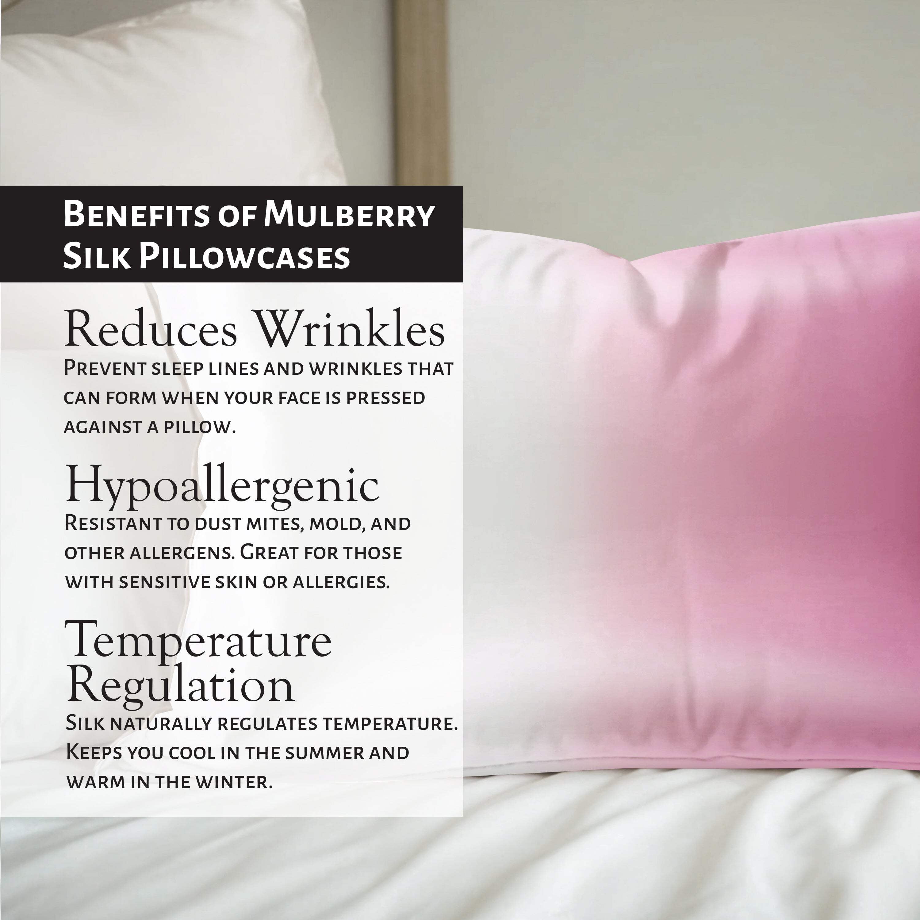 Market Fresh Beauty Silk Sleep Set, Pillowcase, Eye Mask and Hair Scrunchie, Silk, Pink  White Gradient