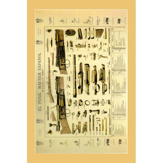 Mauser Espaniol 1893 Shotgun Firearm Art Poster 24Inx36In Poster 24x36 Square Adults AB Posters
