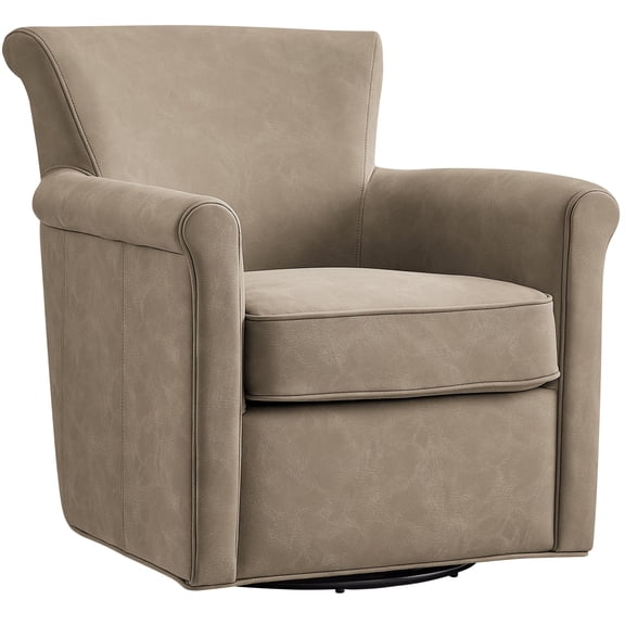 Comfort Pointe Winton Willow Taupe Faux Leather Swivel Accent Chair