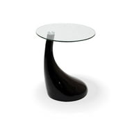 TearDrop Side Table Black Color With 18" Inch Round Glass Top