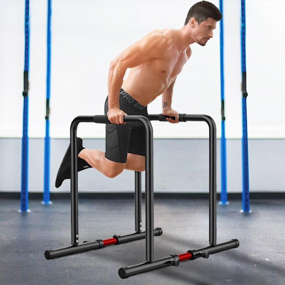 Parallel Dip Bars & Adjustable Width/Height Kit Push Up Station Gym Parallettes 