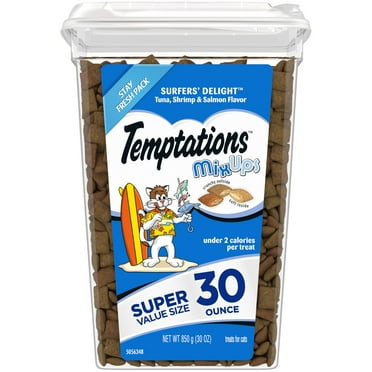 Temptations MixUps Surfer's Delight Flavor Crunchy and Soft Cat Treats, 30 oz. Tub C9
