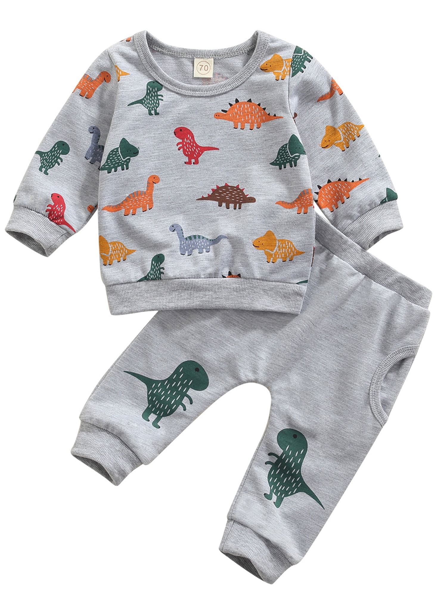 Dinosaur Outfit Infant Toddler Baby Boys Girls Clothes Cute Cartoon Dinosaur Print Tops T Shirt Pants Outfits Set 0-2 T 